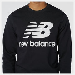 Hoodies & Sweatshirts | Men New Balance NB Essentials Stacked Logo Crew Black