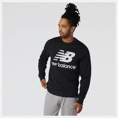 Hoodies & Sweatshirts | Men New Balance NB Essentials Stacked Logo Crew Black
