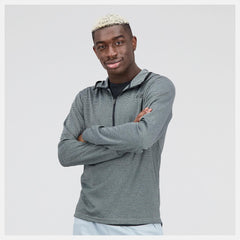 Hoodies & Sweatshirts | Men New Balance Tenacity Hooded 1/4 Zip Light Aluminum