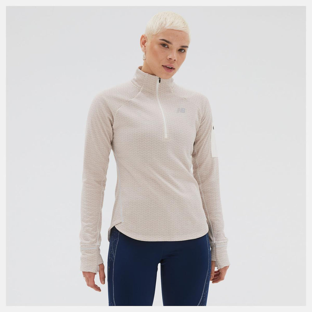 Hoodies & Sweatshirts | Women New Balance NB Heat Grid Half Zip Sea Salt Heather