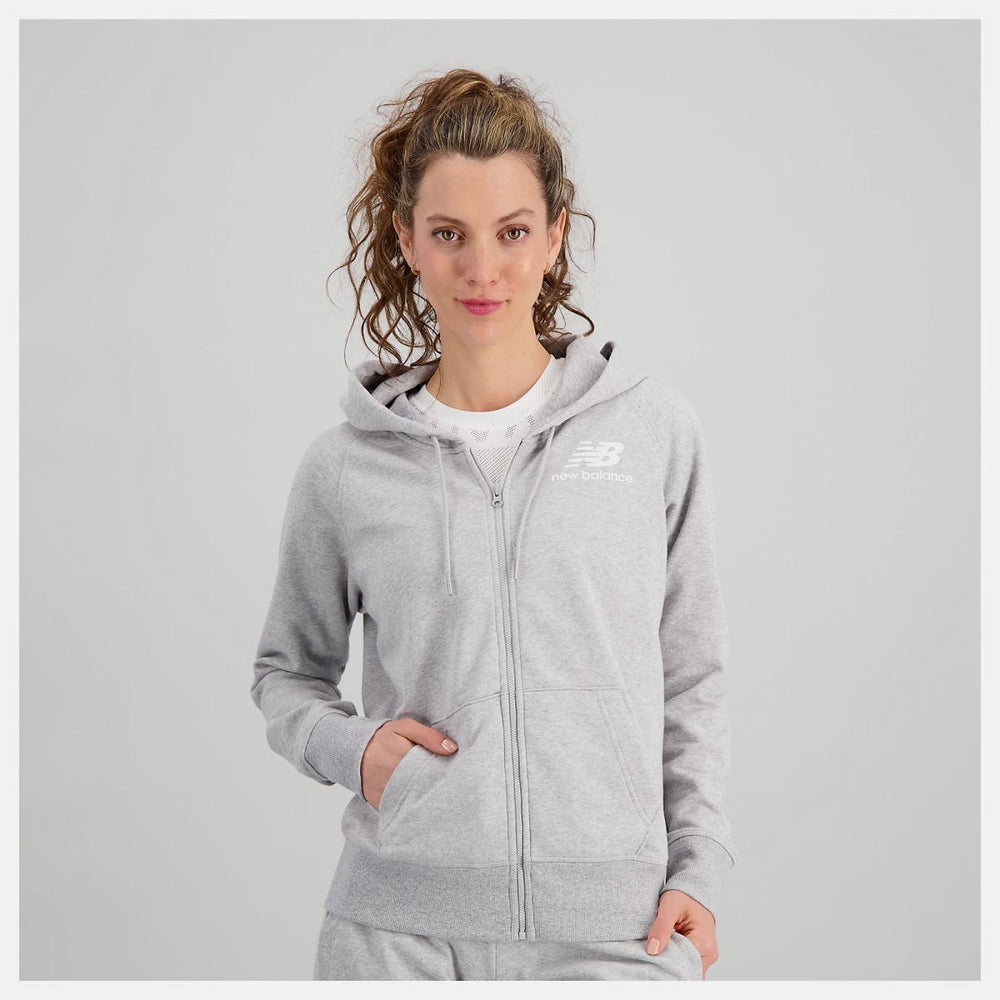 Jackets & Vests | Women New Balance NB Essentials Full Zip Hoodie Athletic Grey