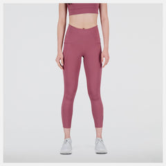 Pants & Leggings | Women New Balance Shape Shield 7/8 High Rise Pocket Tight Washed Burgundy