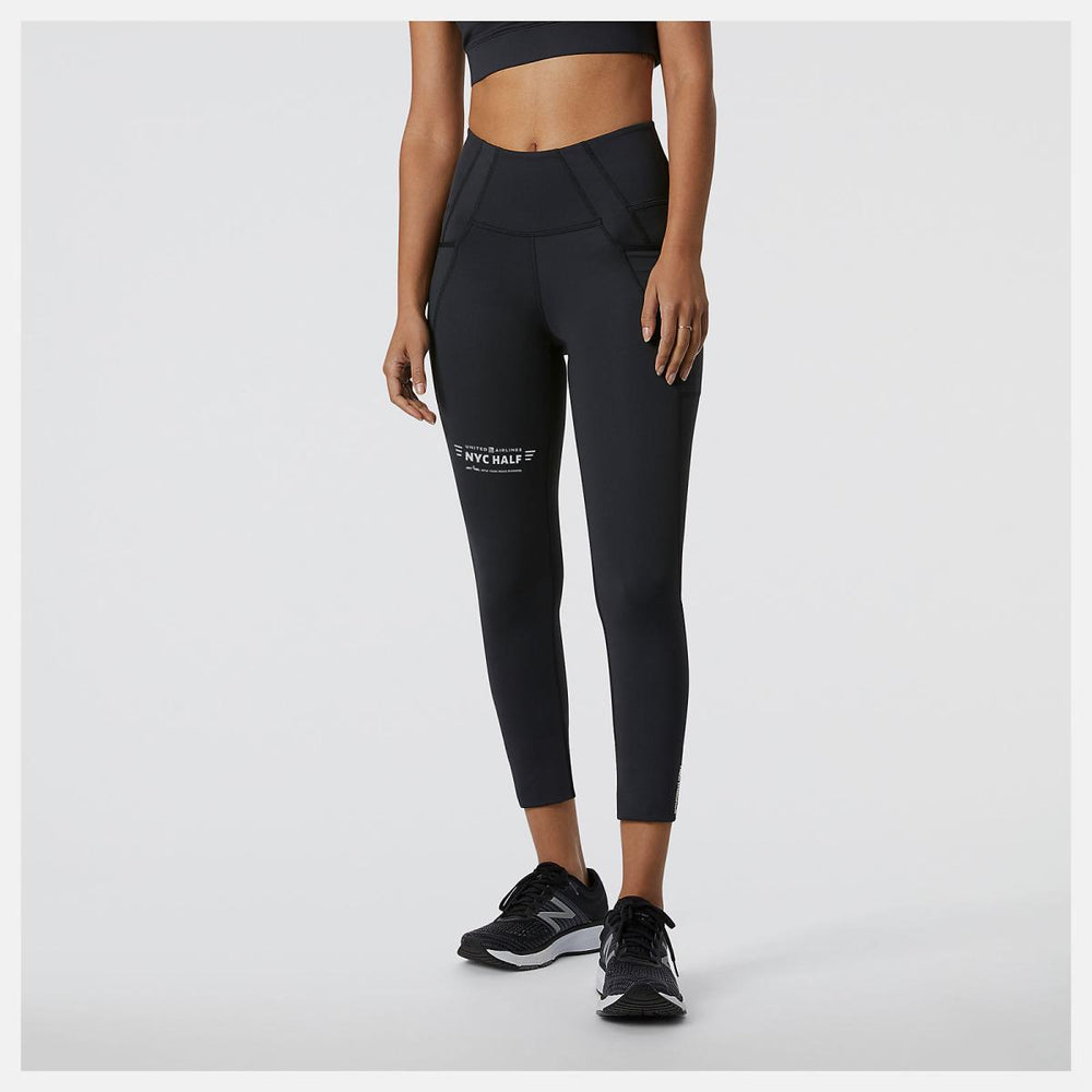 Pants & Leggings | Women New Balance United Airlines NYC Half Shape Shield 7/8 High Rise Pocket Tight Black