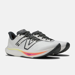 Running | Men New Balance FuelCell Rebel V3 White With Blacktop And Neon Dragonfly