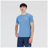 Shirts | Men New Balance Impact Run Short Sleeve Heritage Blue Heather
