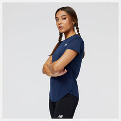 Shirts | Women New Balance Accelerate Short Sleeve Top Natural Indigo