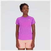 Shirts | Women New Balance Impact Run Short Sleeve Cosmic Rose Heather