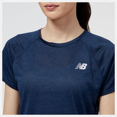 Shirts | Women New Balance Impact Run Short Sleeve Natural Indigo Heather