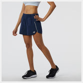 Shorts | Women New Balance Printed Impact Run 5in Short Natural Indigo