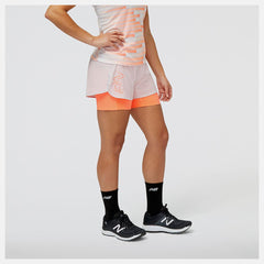 Shorts | Women New Balance United Airlines NYC Half Printed Impact Run 2in1 Short Stone Pink