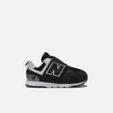 Size 0 - 10 | Kids New Balance 574 NEW-B Hook & Loop Black With Silver Metallic