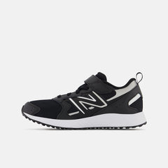 Size 10.5 - 3 | Kids New Balance Fresh Foam 650 Bungee Lace With Top Strap Black With Metallic Silver And White
