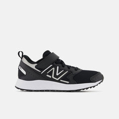 Size 10.5 - 3 | Kids New Balance Fresh Foam 650 Bungee Lace With Top Strap Black With Metallic Silver And White