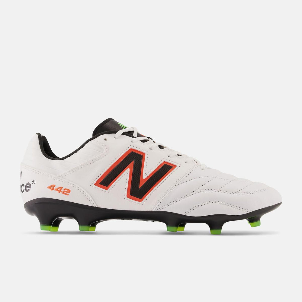 Soccer | Men/Women New Balance 442 V2 Pro FG White With Neon Dragonfly And Coloro Green