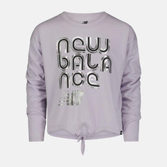 Tops | Kids New Balance Girls Long Sleeve Knotted Tee Grey Violet