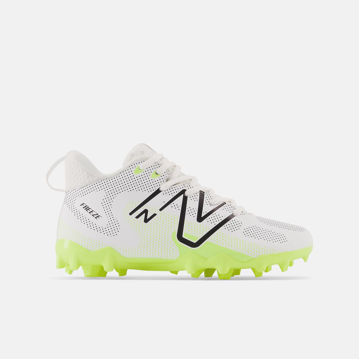 Cleats | Kids New Balance FreezeLX V4 Jr White With Hi-lite And Black