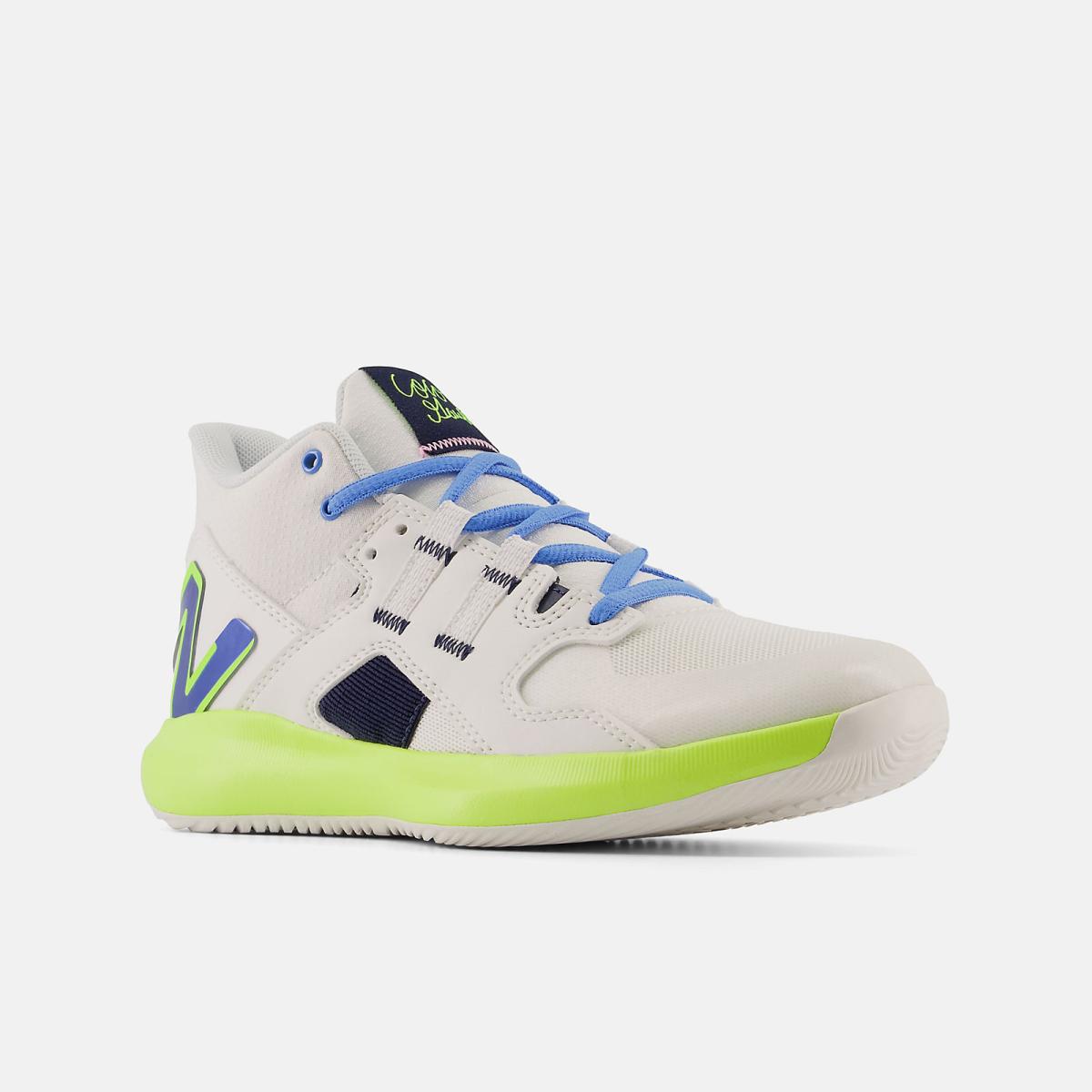 Cleats | Kids New Balance Kid&#039;s Coco CG1 White With Hi-lite And Bright Lapis