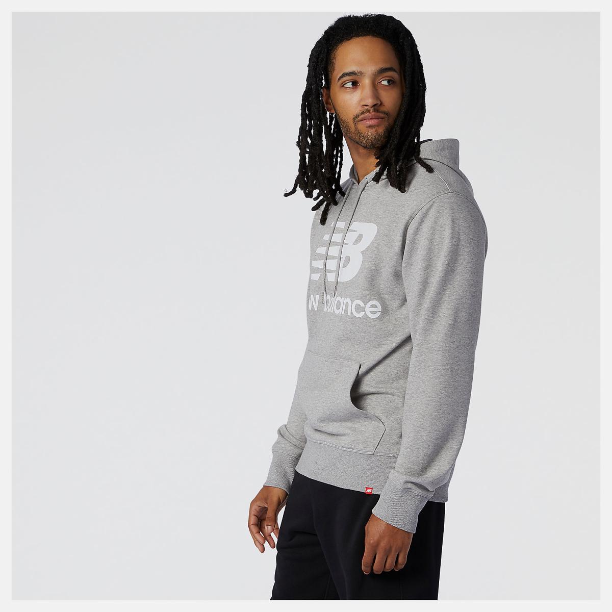 Hoodies &amp; Sweatshirts | Men New Balance NB Essentials Pullover Hoodie Athletic Grey