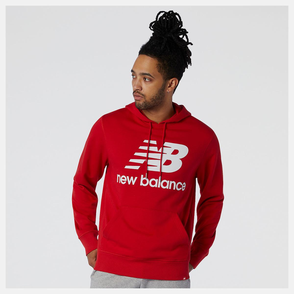 Hoodies &amp; Sweatshirts | Men New Balance NB Essentials Pullover Hoodie Team Red Inline