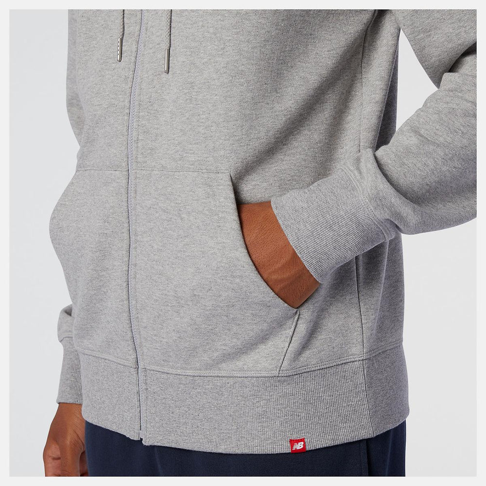 Hoodies &amp; Sweatshirts | Men New Balance NB Essentials Stacked Full Zip Hoodie Athletic Grey