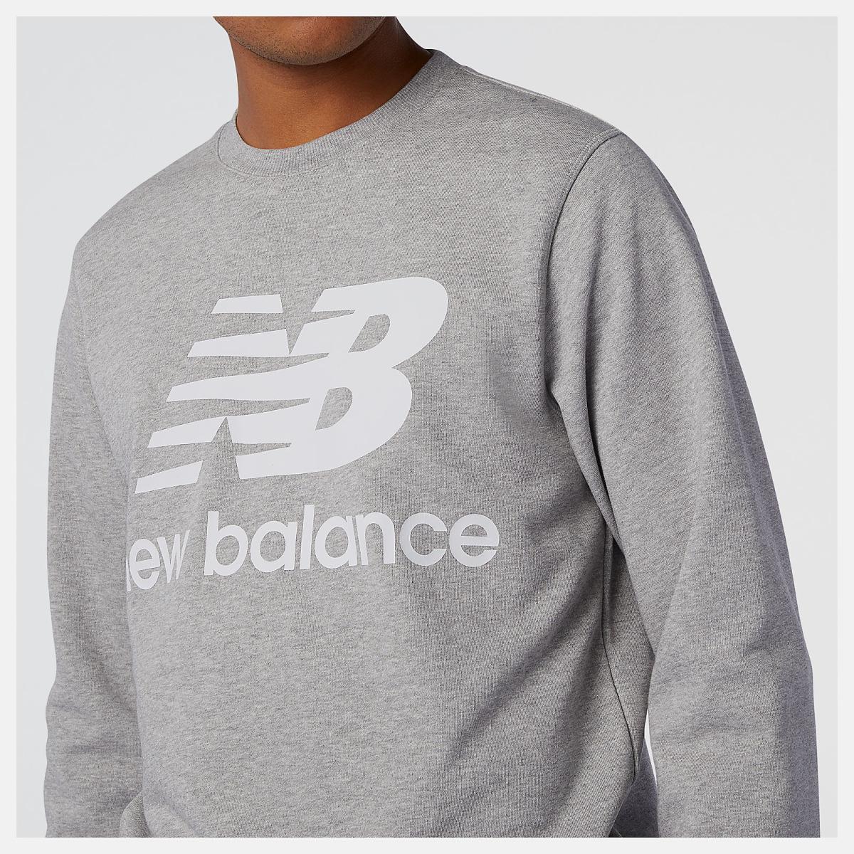 Hoodies &amp; Sweatshirts | Men New Balance NB Essentials Stacked Logo Crew Athletic Grey