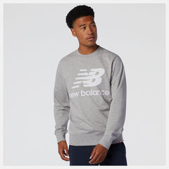 Hoodies &amp; Sweatshirts | Men New Balance NB Essentials Stacked Logo Crew Athletic Grey
