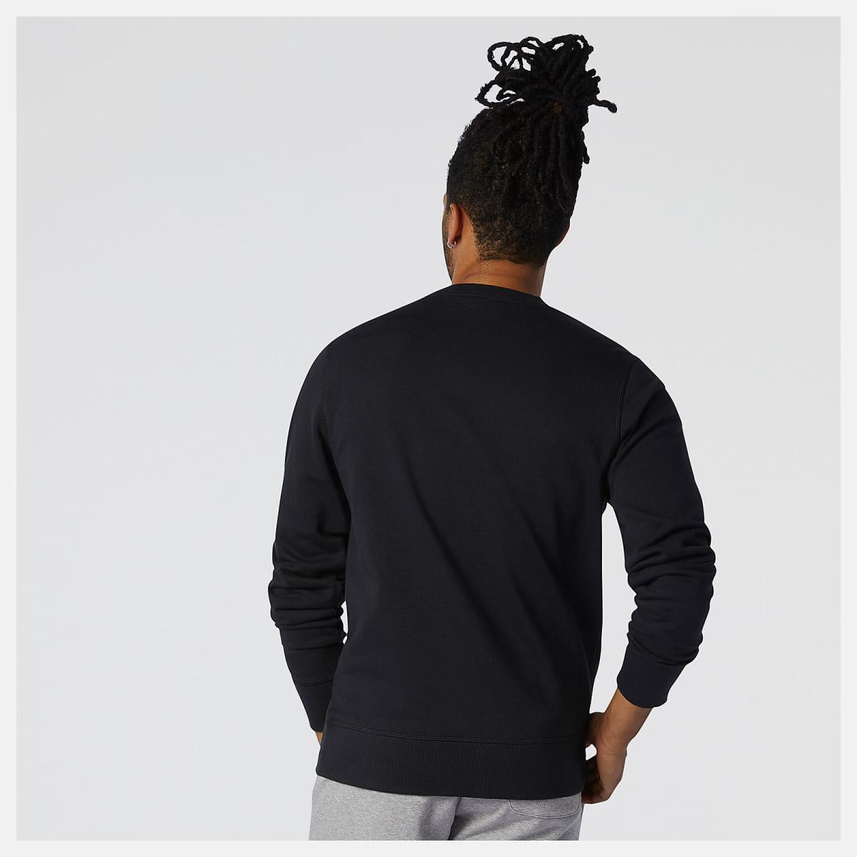 Hoodies &amp; Sweatshirts | Men New Balance NB Essentials Stacked Logo Crew Black