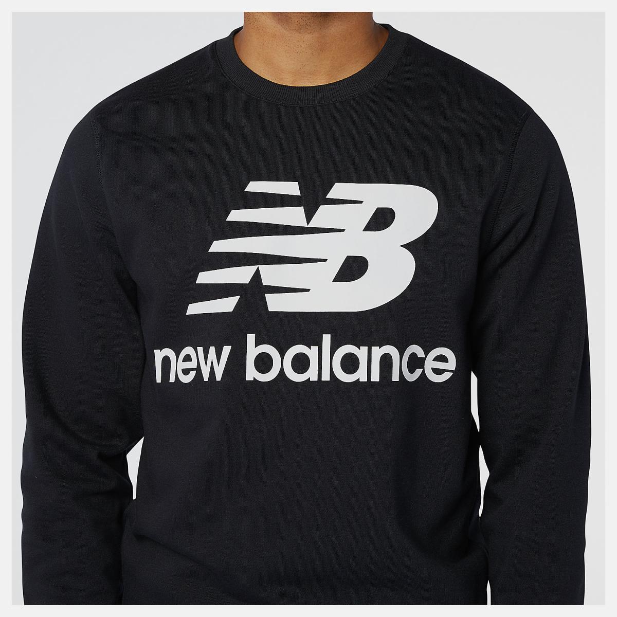 Hoodies &amp; Sweatshirts | Men New Balance NB Essentials Stacked Logo Crew Black