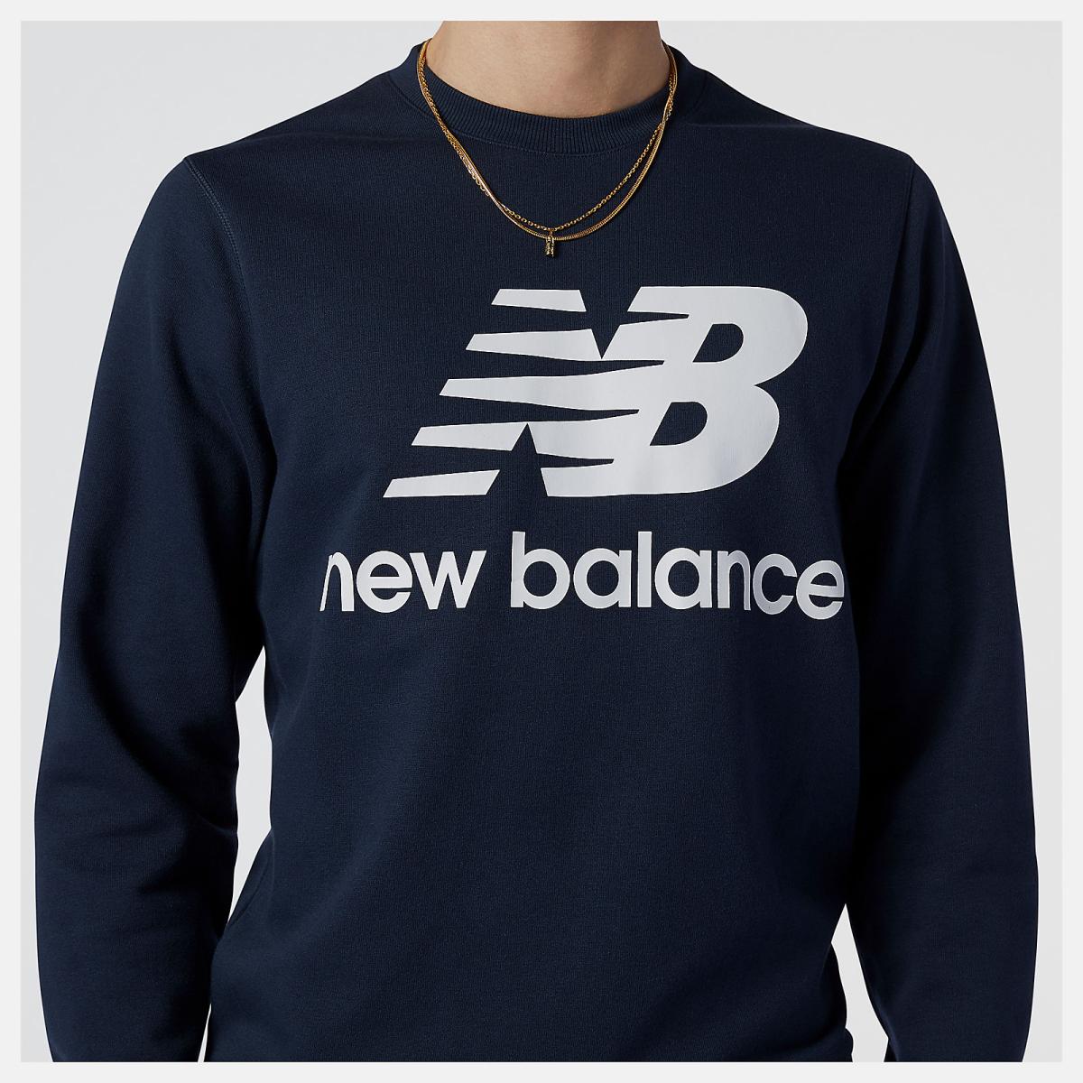 Hoodies &amp; Sweatshirts | Men New Balance NB Essentials Stacked Logo Crew Eclipse