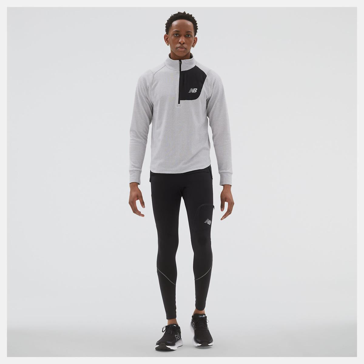 Hoodies &amp; Sweatshirts | Men New Balance NB Heat Grid Half Zip Athletic Grey