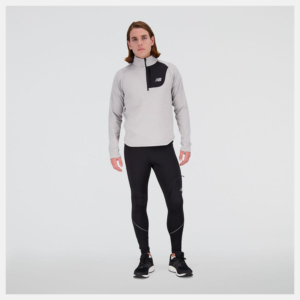 Hoodies &amp; Sweatshirts | Men New Balance NB Heat Grid Half Zip Athletic Grey