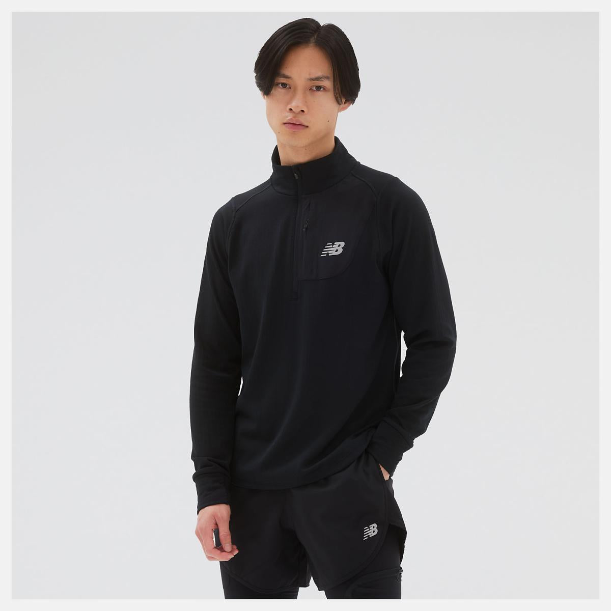 Hoodies &amp; Sweatshirts | Men New Balance NB Heat Grid Half Zip Black
