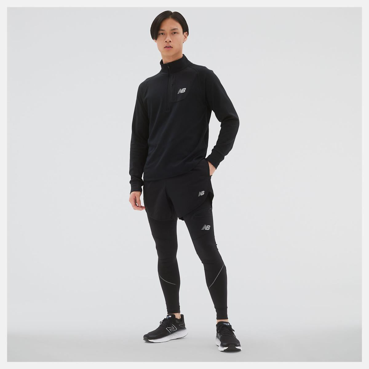 Hoodies &amp; Sweatshirts | Men New Balance NB Heat Grid Half Zip Black