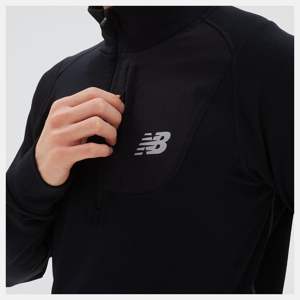 Hoodies &amp; Sweatshirts | Men New Balance NB Heat Grid Half Zip Black