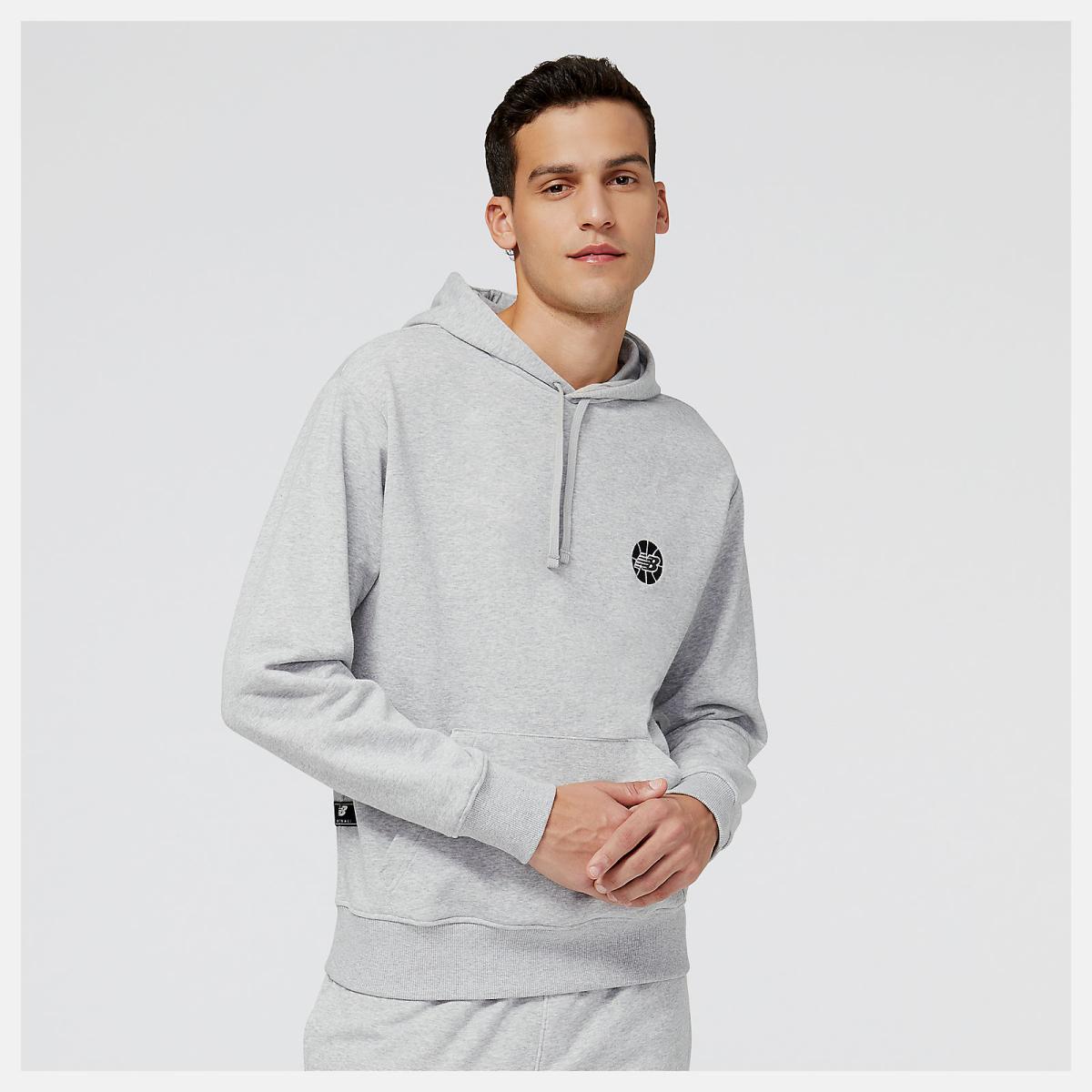 Hoodies &amp; Sweatshirts | Men New Balance NB Hoops Fundamentals Hoodie Athletic Grey