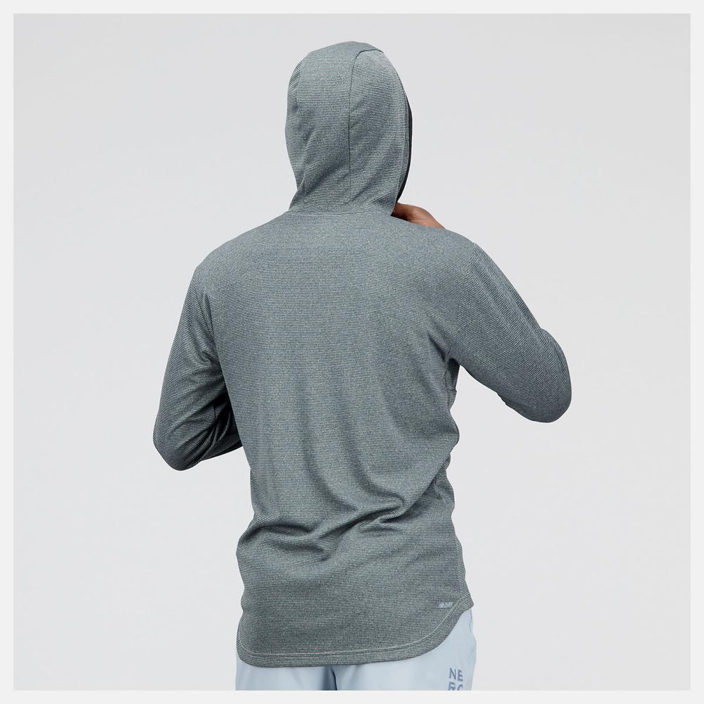 Hoodies &amp; Sweatshirts | Men New Balance Tenacity Hooded 1/4 Zip Light Aluminum