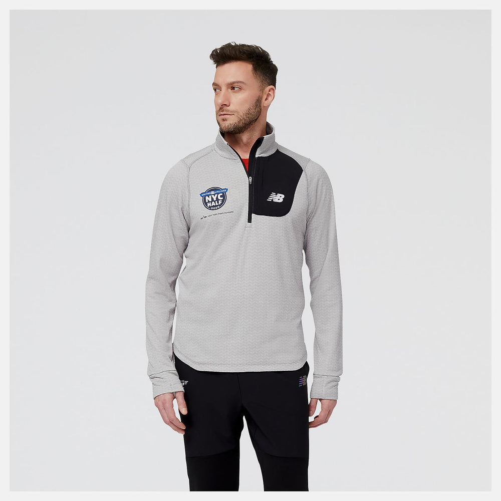Hoodies &amp; Sweatshirts | Men New Balance United Airlines NYC Half NB Heat Grid Half Zip Athletic Grey