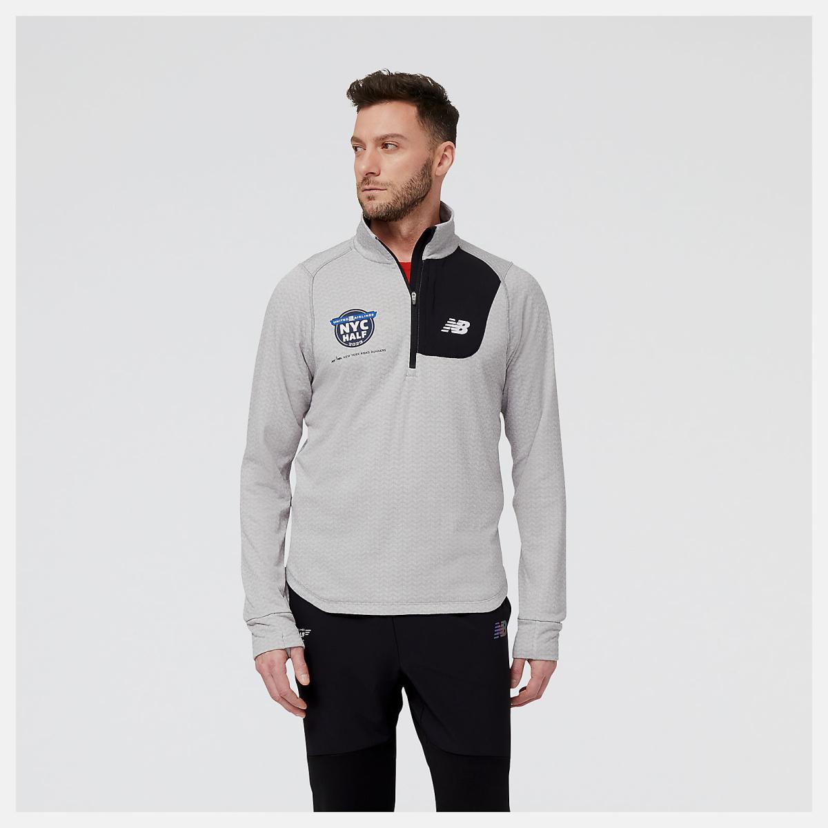Hoodies &amp; Sweatshirts | Men New Balance United Airlines NYC Half NB Heat Grid Half Zip Athletic Grey