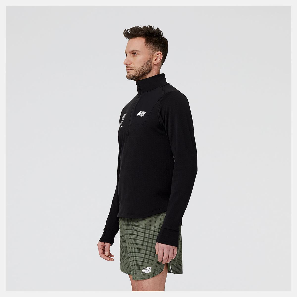 Hoodies &amp; Sweatshirts | Men New Balance United Airlines NYC Half NB Heat Grid Half Zip Black