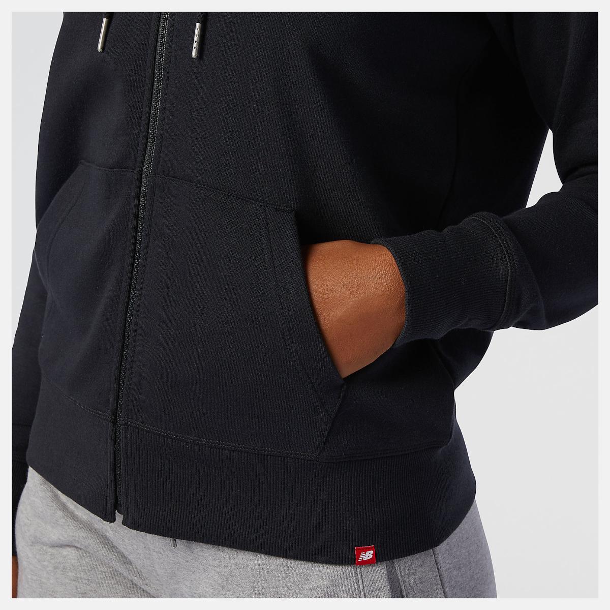 Hoodies &amp; Sweatshirts | Women New Balance NB Essentials Full Zip Hoodie Black