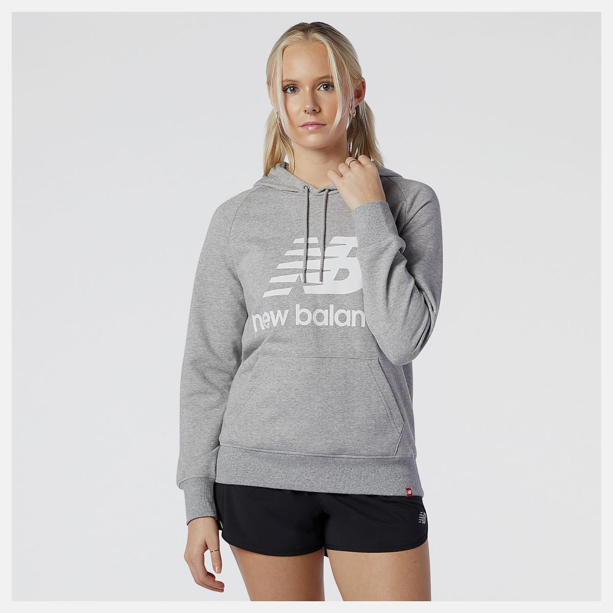 Hoodies &amp; Sweatshirts | Women New Balance NB Essentials Pullover Hoodie Athletic Grey
