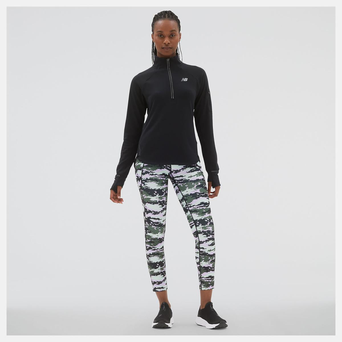 Hoodies &amp; Sweatshirts | Women New Balance NB Heat Grid Half Zip Black