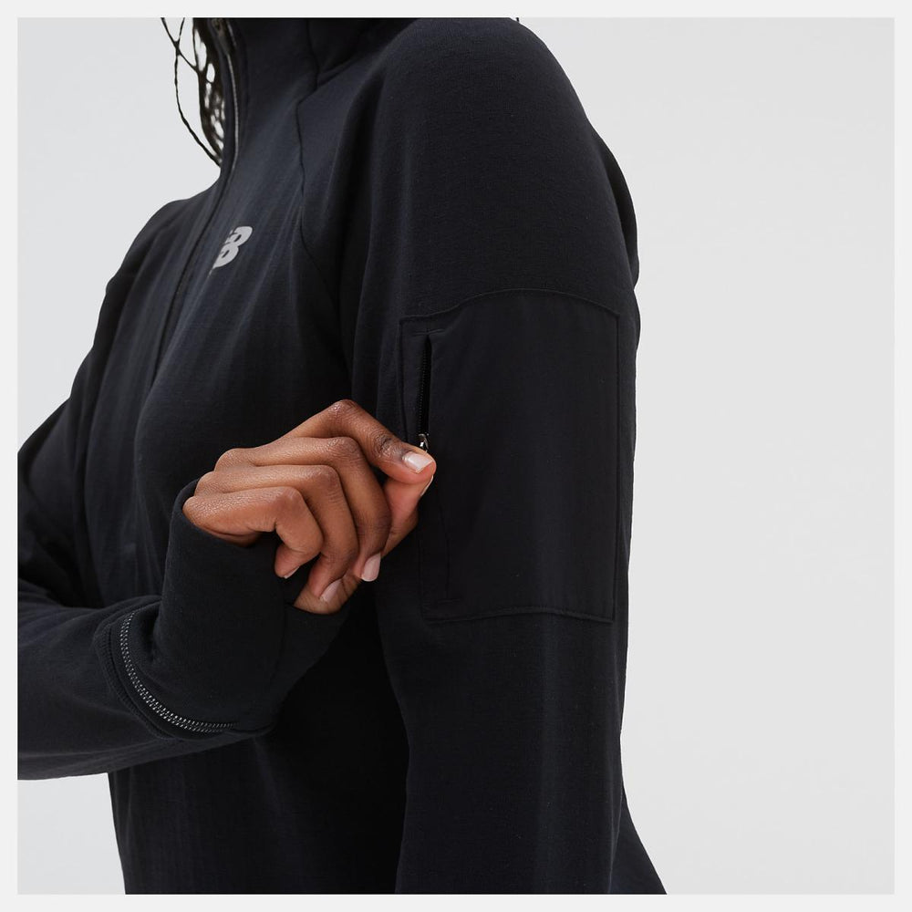 Hoodies &amp; Sweatshirts | Women New Balance NB Heat Grid Half Zip Black