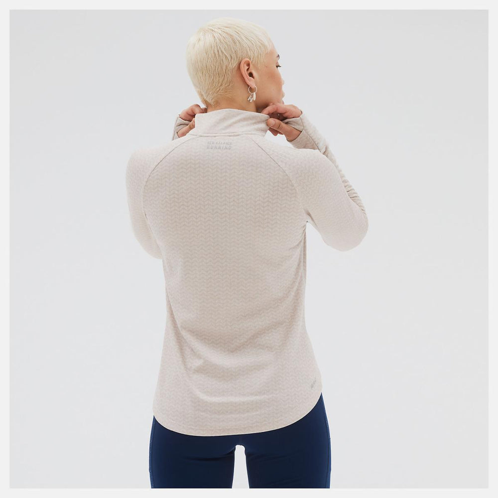 Hoodies &amp; Sweatshirts | Women New Balance NB Heat Grid Half Zip Sea Salt Heather