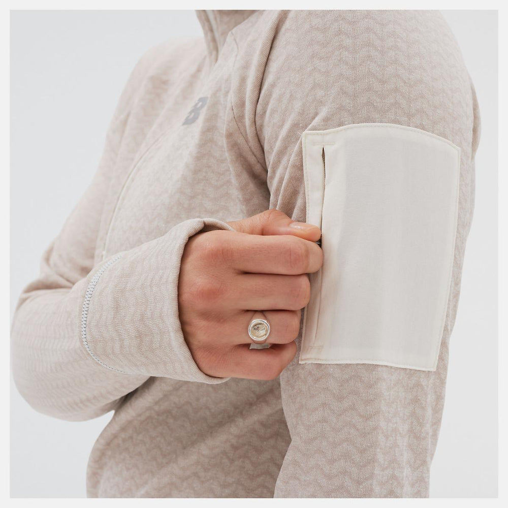 Hoodies &amp; Sweatshirts | Women New Balance NB Heat Grid Half Zip Sea Salt Heather