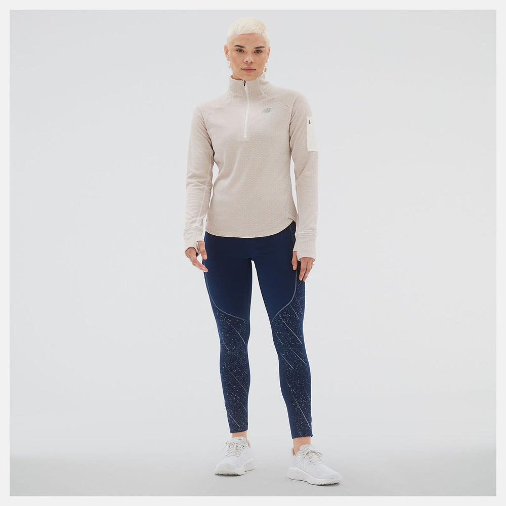 Hoodies &amp; Sweatshirts | Women New Balance NB Heat Grid Half Zip Sea Salt Heather