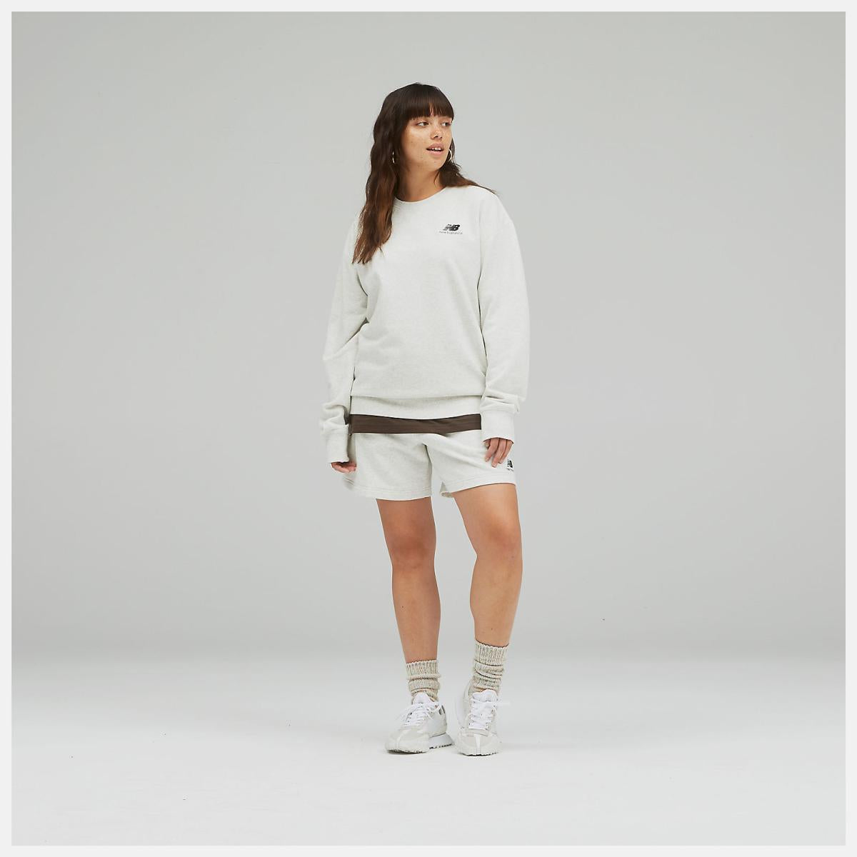 Hoodies &amp; Sweatshirts | Women New Balance Uni-ssentials French Terry Crewneck Sweatshirt Sea Salt Heather