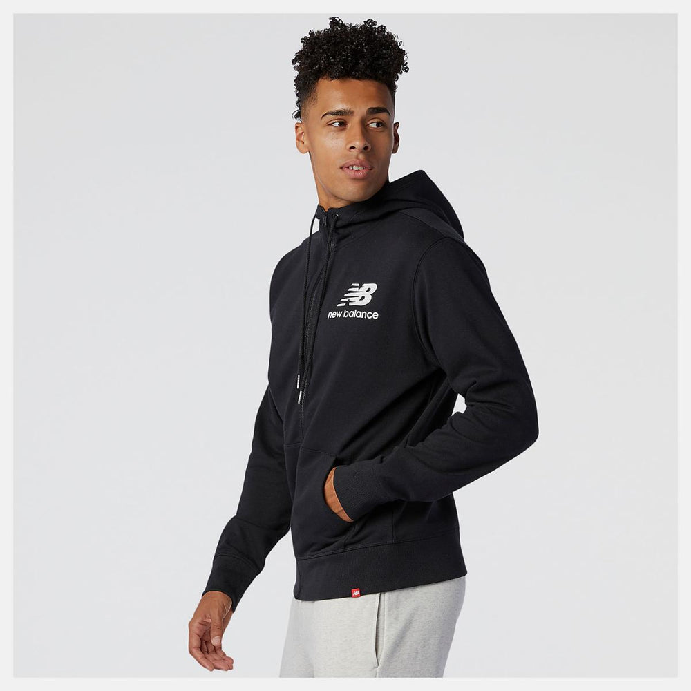 Jackets &amp; Vests | Men New Balance NB Essentials Stacked Full Zip Hoodie Black