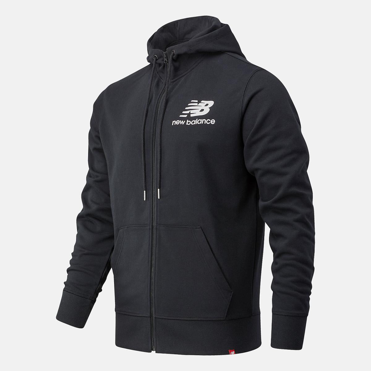 Jackets &amp; Vests | Men New Balance NB Essentials Stacked Full Zip Hoodie Black