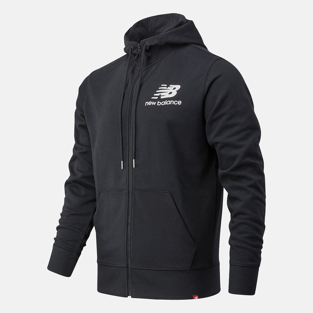Jackets &amp; Vests | Men New Balance NB Essentials Stacked Full Zip Hoodie Black